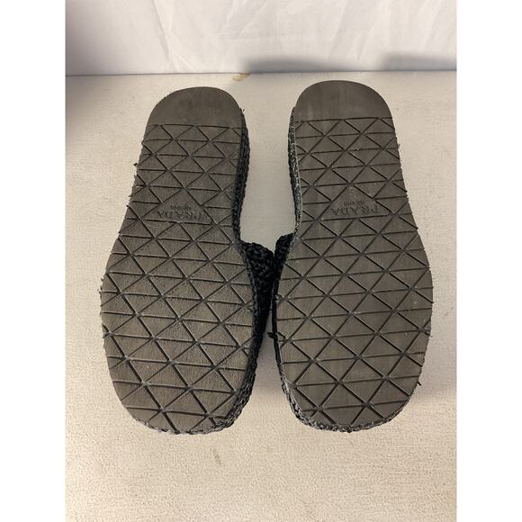 Prada 'Raffia' Black Raffia Flatform Slide Sandal Size 6 - Picture 5 of 5